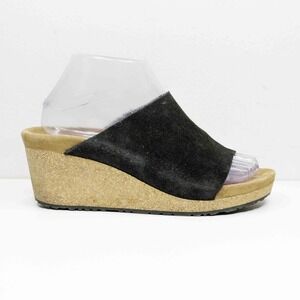 PAPILLIO Birkenstock Namica Suede Wedge Slide Sandals Black Sz 38 L7 M5